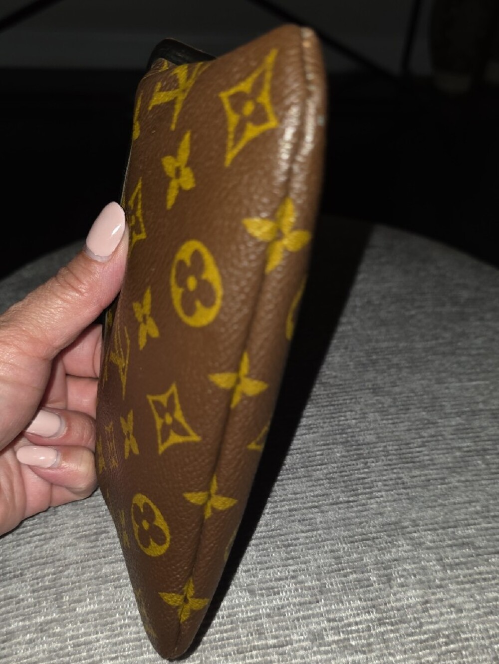 Louis Vuitton Brown Monogram Kiss Lock Pouch Clutch Wristlet - Picture 7 of 7